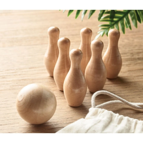 BOLITO Mini set de bowling din lemn de pi_4